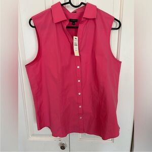 Talbots Sleeveless Wrinkle Resistant Pink Shirt Size 14 New with tags